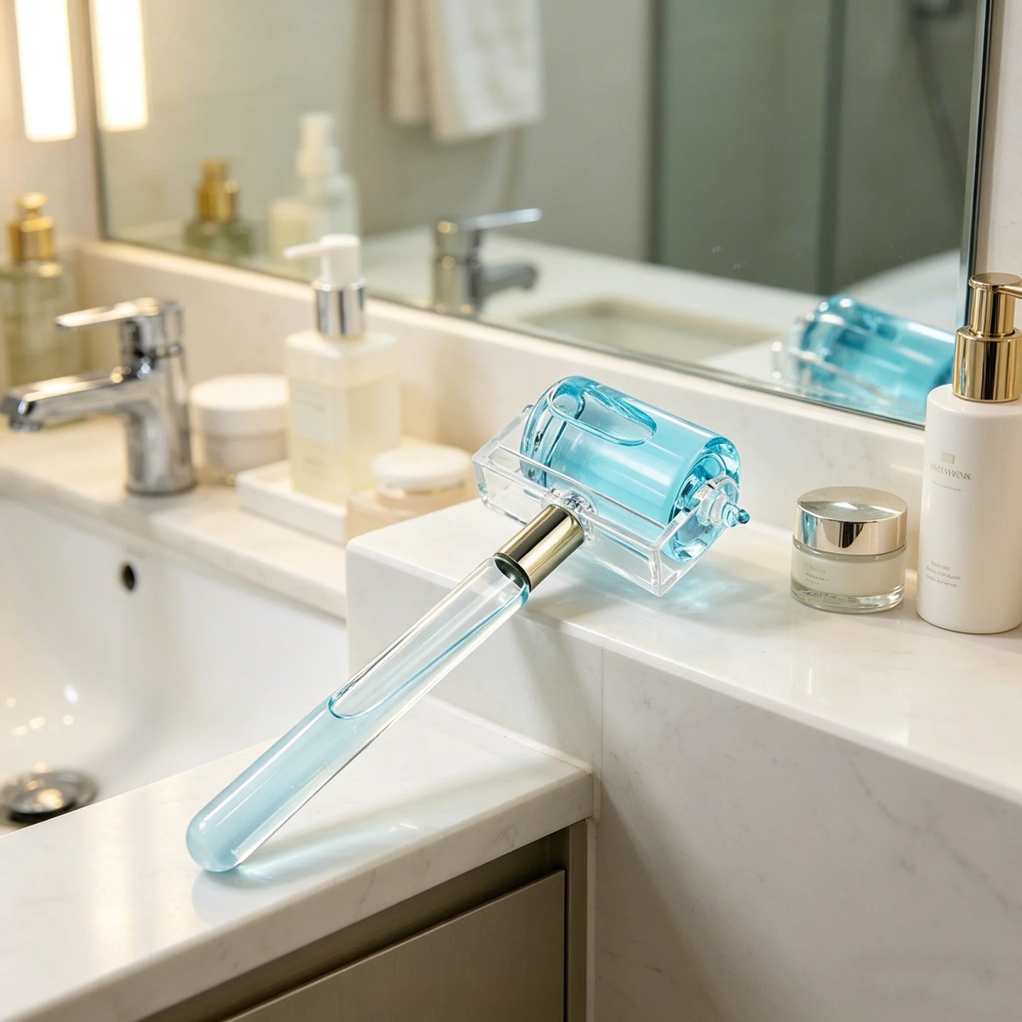 A beauty tool for tightening the skin and reducing facial puffiness with ice
