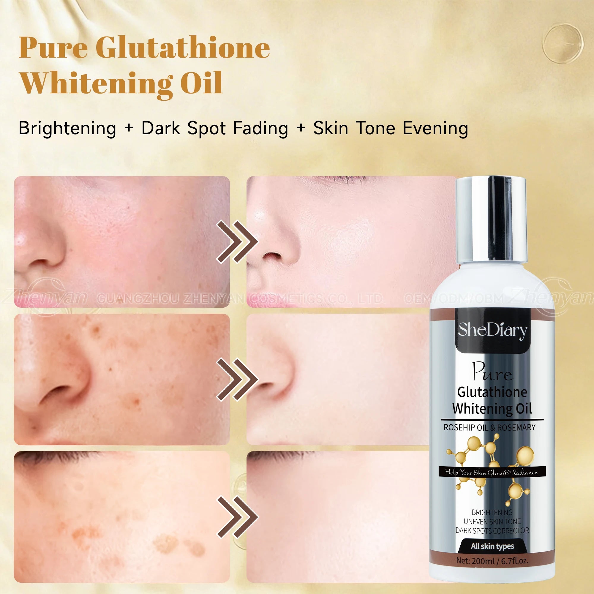 Face brightening oil to lighten the skin, moisturize it, and boost radiance,